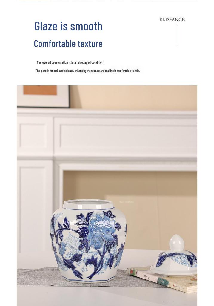 High-Grade Embossed Ceramic Vase for Living Room Decor - Chinese Style Dry Flower Ornament