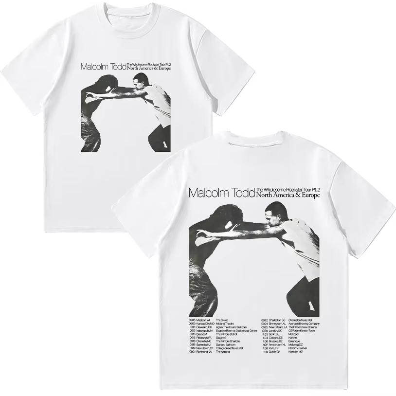 2026 Malcolm Todd The Wholesome Rockstar Tour Pt2 Футболка Винтажная футболка 90-х Streetwear Мужская и женская Хлопок Короткий рукав S