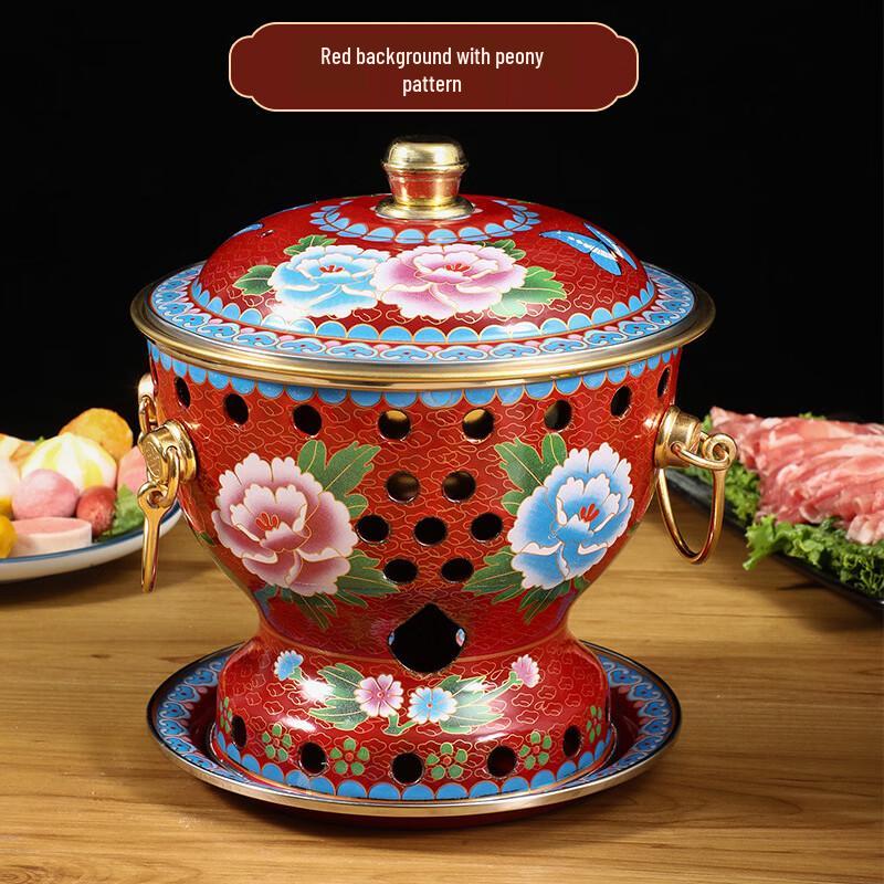 Commercial Single-Serving Enamel Alcohol Copper Hotpot