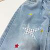 Girls' Plaid Shirt & Star Jeans Set - Stylish Korean Spring/Autumn Wear 2026