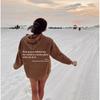 Men's and women's fleece sweater plain letter print pocket drawstring print hoodie