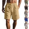 Men's -color Casual Cotton-linen Loose Five-inch Shorts