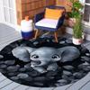 1Pc Elephant Circular Print Rug - home decoration Carpet For Living Room Bedroom Flooring Computer Chair Area Rug