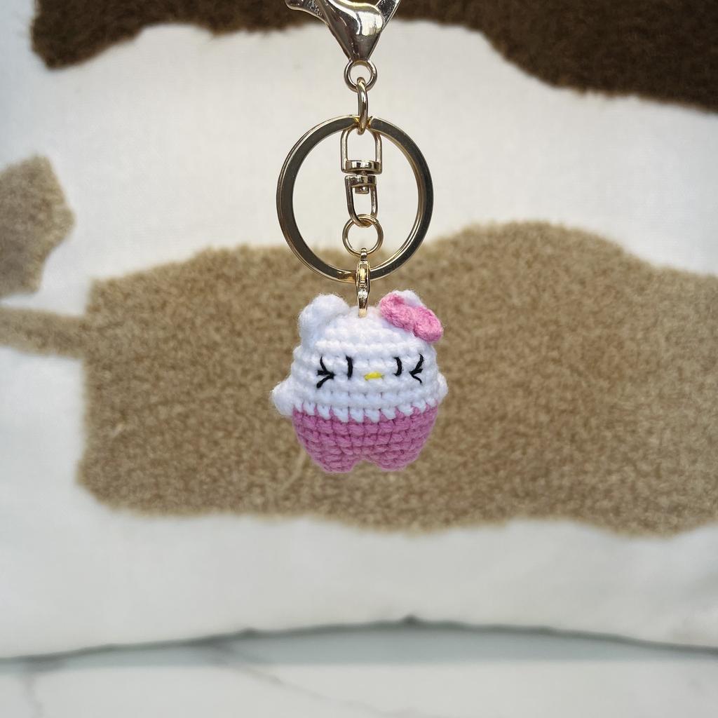 Mini Bear Cat Elephant Crochet Animal Doll Keychain For Car Keys Accessories Cartoon Penguin Doll Keyrings Knitted Accessories