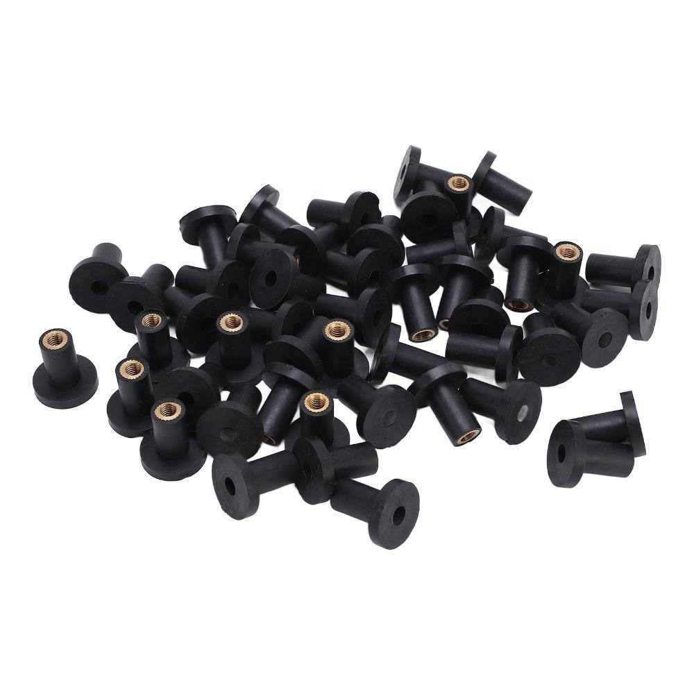 50PCS Brass Thread Insert Rubber Well Nut Fasteners Windscreen Mounting Nuts Bolt Hole Sealing