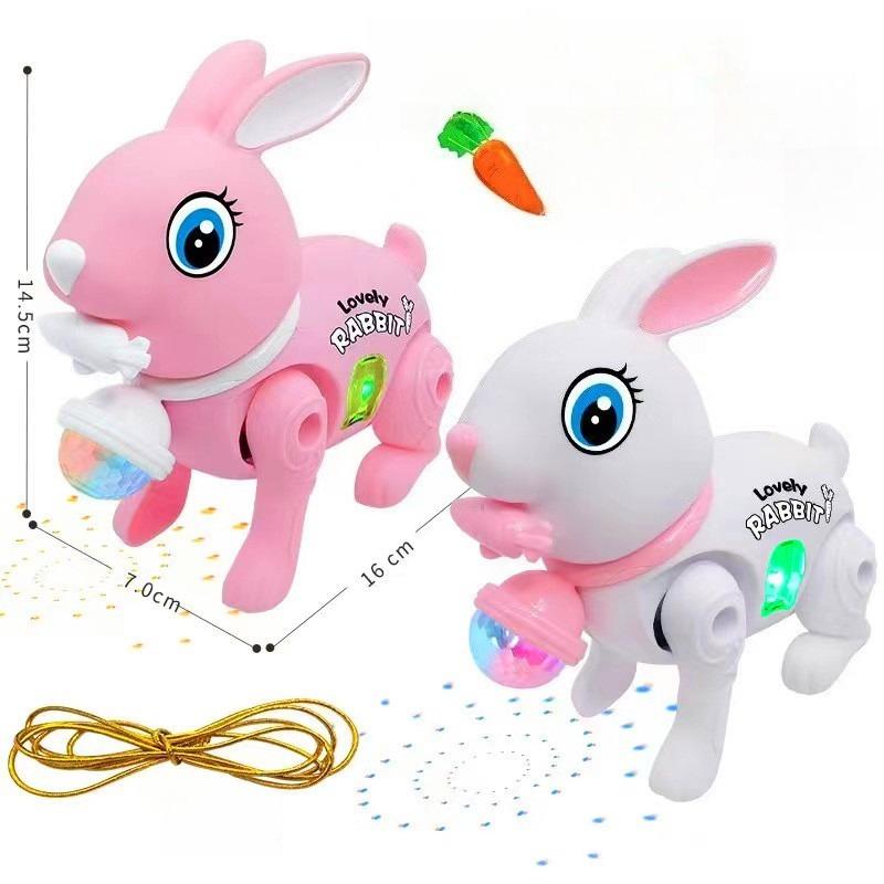 1 Stück Elektrischer Riegel Leuchtender Hase mit Blinkender Musik-Schnur und Projektionsspielzeug