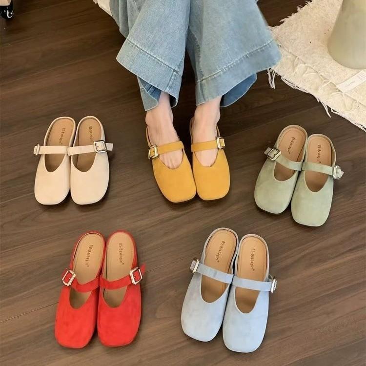 2025 Summer Casual Shoes Slippers Women's Spring Summer Wear New Retro Women's Shoes Bag Head Half Slippers French Sandals