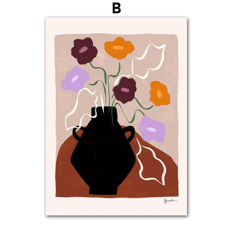Abstract Vase Floral Flower Market Leaf Wall Art Canvas Painting Posters And Prints Hotel Shop for Restaurant Room Home Decor