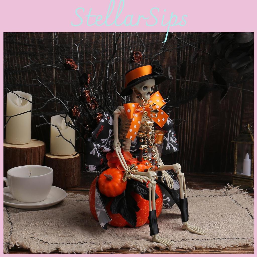 Halloween Skeleton Pumpkin Scene Setter With Durable Materials For Haunted House And Party Use