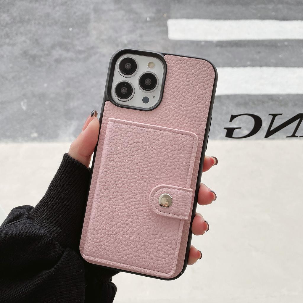 Applicable To Apple 14promax Mobile Phone Case iPhone13 Pro Lychee Pattern Left and Right Open Card Mobile Phone Case 12 Tide