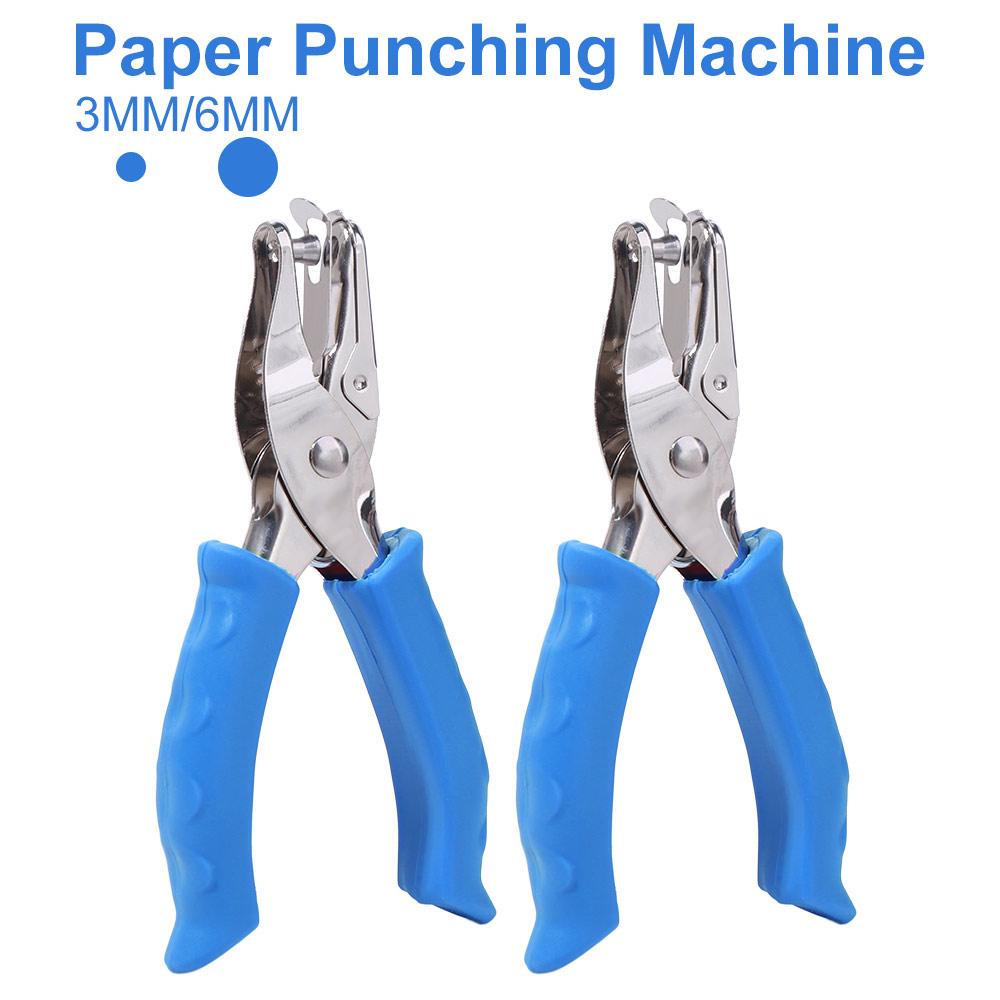 2Pcs Creative Handheld Hole Punch 3/6mm Punch Plier Mini Paper Puncher Loose-leaf Notebooks