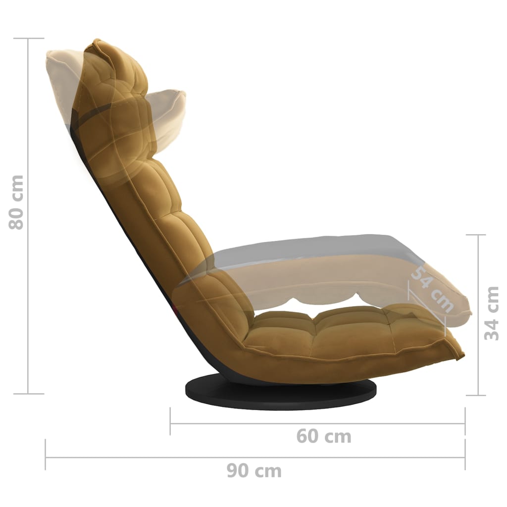 Floor Chair Swivel Brown Velvet
