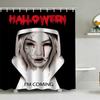 Halloween Shower Curtain 3D Printing Horror Skull Motorcycle Waterproof Bathroom Curtains Bathtub Screen Decor with 12 Pcs Hooks