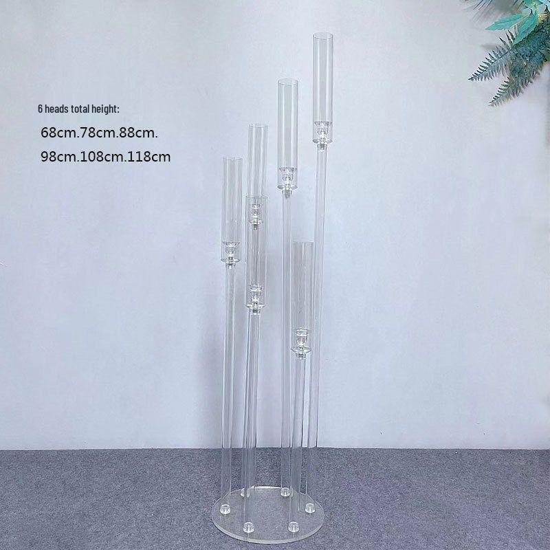 Transparent Acrylic Step-Up Candelabra for Wedding Aisle Props