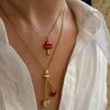 Simple Cherry Mushroom Drop Oil Pendant Neckchain Stainless Steel Layering Necklace Jewelry For Women Daily Wear
