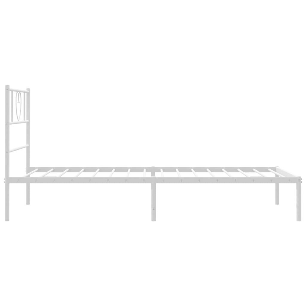 Metal Bed Frame with Headboard White 80x200 Cm
