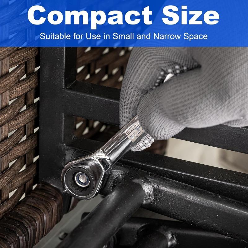 Short handle adjustable head ratchet wrench mini fast ratchet wrench labor-saving auto repair hardware dual-purpose wrench tool