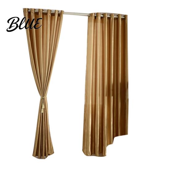 1Pc Through Rod Curtain Drape Door Color Panel Window Solid Room Blackout
