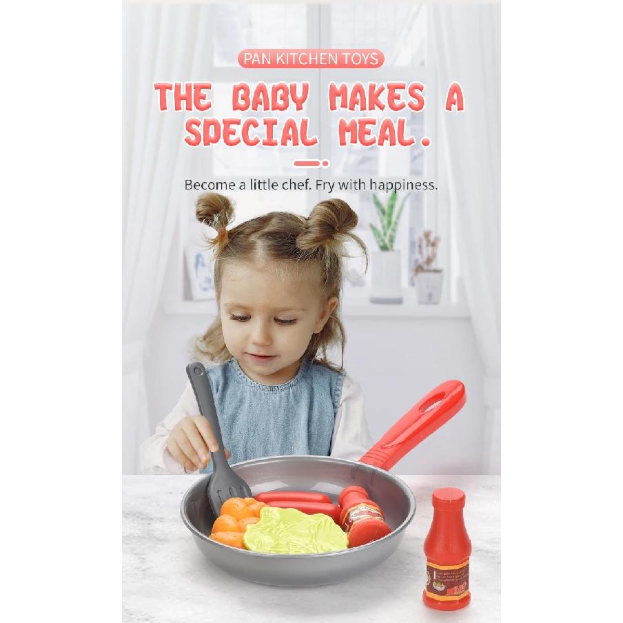 Children Kitchen Food Toys Simulation Frying Pan Vegetables Steak Bread Hot Dog Omelette Play Toy Set for Kids Girls Education