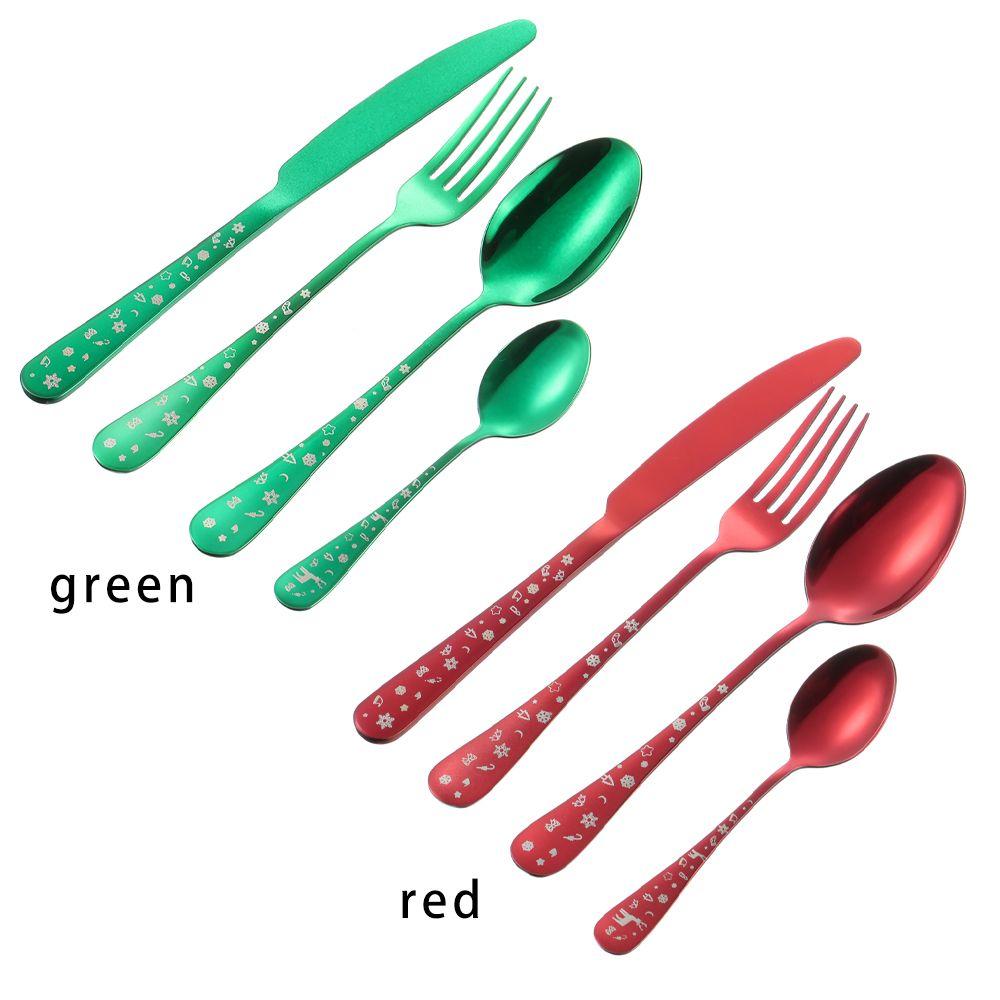 Gabel Löffel Edelstahl Etui Box Utensilien Schneeflocken Druck Weihnachtsgeschirr Sets Besteck