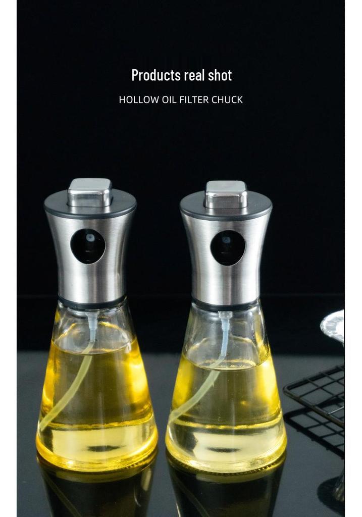 304 Stainless Steel Glass Oil Spray Bottle - Press for Controlled Oil Dispensing