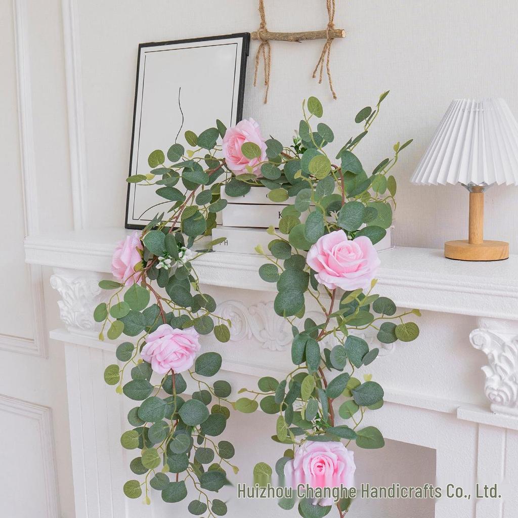 Artificial Eucalyptus Leaf and Rose Vine Home Decoration 