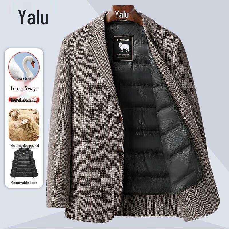 Yalu Men's Goose Down Wool Blend Business Casual Blazer