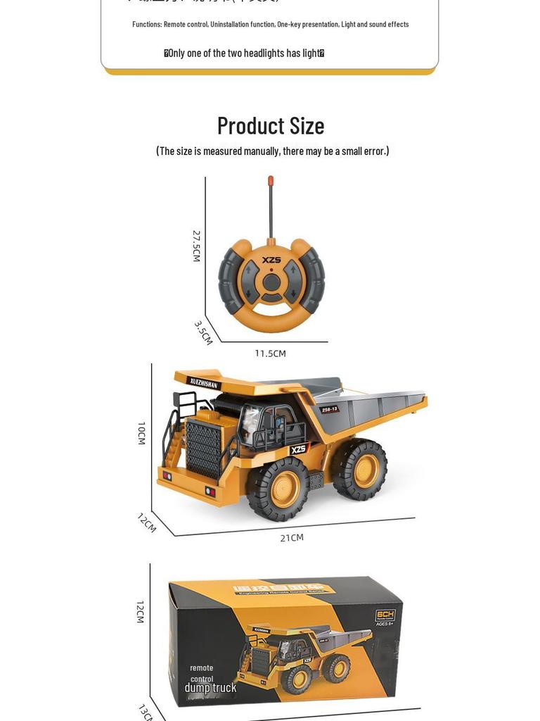 1:24 Alloy Remote Control Excavator & Bulldozer Toy Truck for Kids