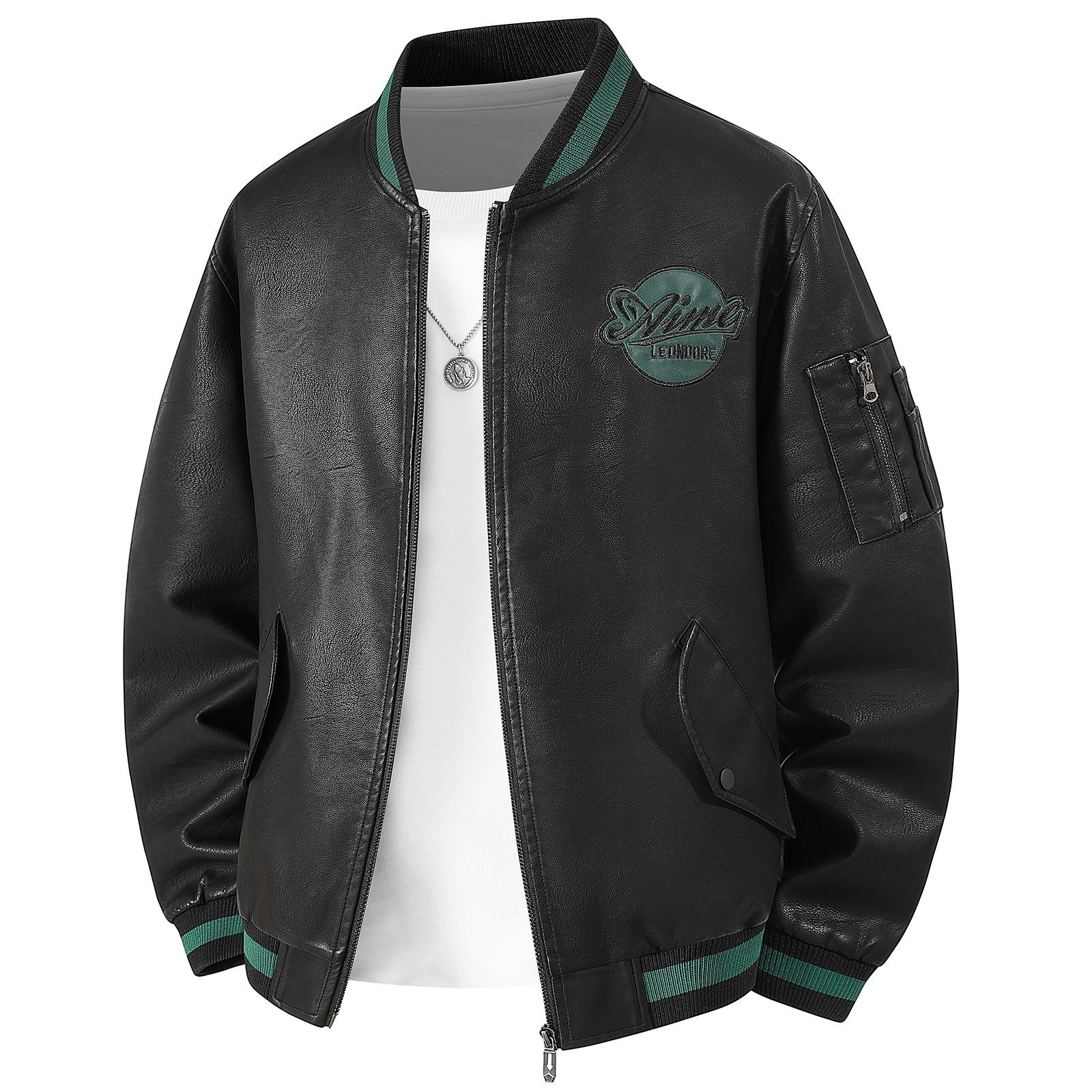 

Fashionable PU Leather Jacket for Autumn and Winter, Men s Jacket for Men s Motorcycle Clothes, Large-size Leather Jacket for Autumn and Winter M чёрный