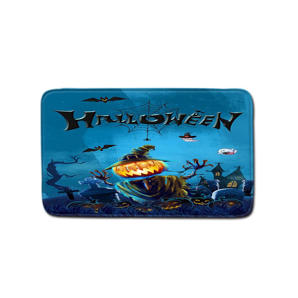 Halloween Shower Curtain Floor Mat Combination Four-Piece Set Bathroom Toilet Carpet Shower Room Foot Mat