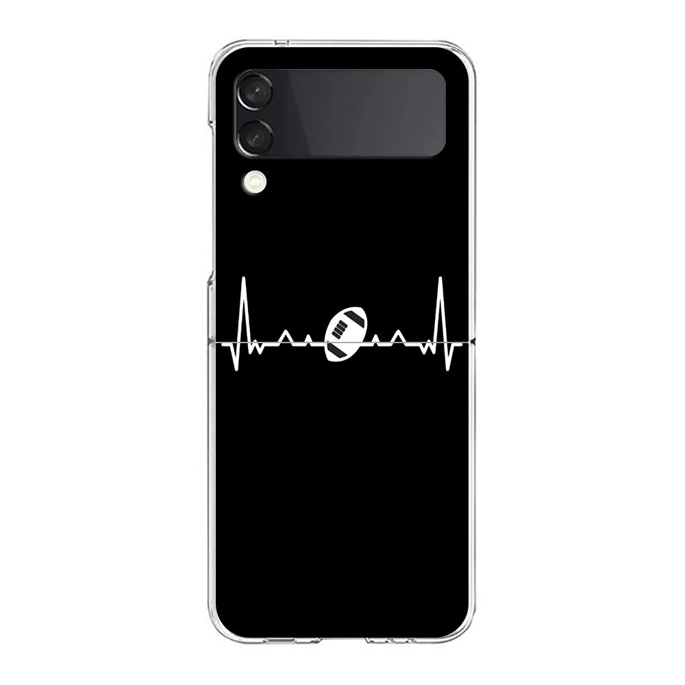 Phone Case For Samsung Galaxy Z Flip 3 4 5 Hard Folding Clear PC Bumper Rugby Ball For Samsung Z Flip 6 Cover