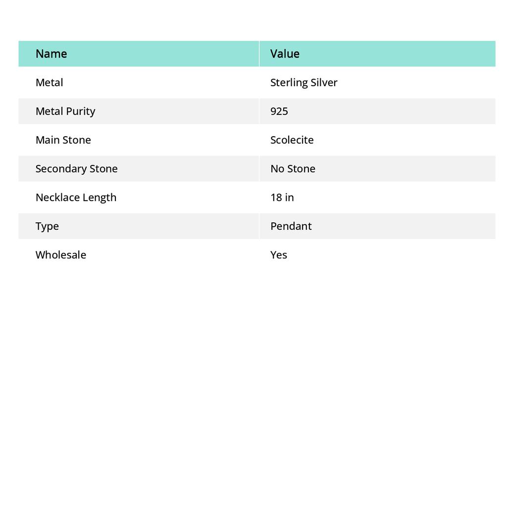 Skolezit handgefertigter 925 Sterling Silber Schmuck Anhänger 2,05" h0c92