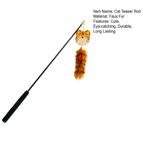 Wędka do zabawy w koty Pluszowy ogon Uroczy wygląd Kształt kreskówki Ergonomiczny uchwyt Wygodny