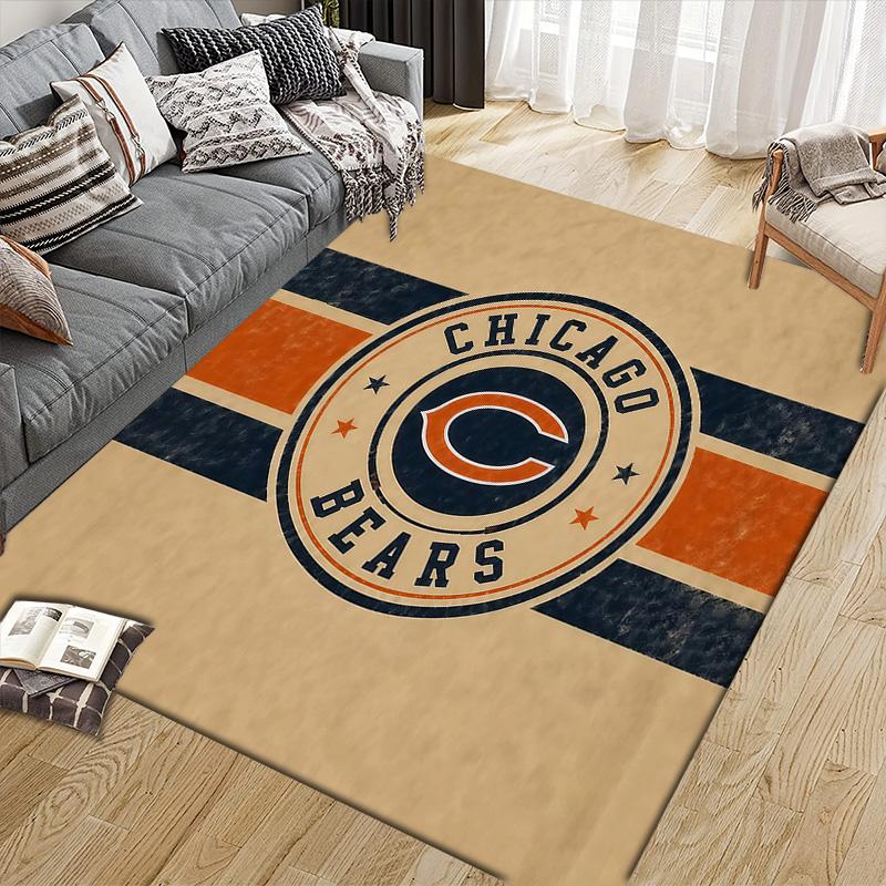 Tappeto Quadrato a Fantasia Flanella Chicago Bears, Tappeto da Area, Tappeto per Soggiorno Camera da Letto Divano Stanza dei Giochi Decorazione, Tappetino Antiscivolo