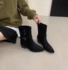 2025 autumn and winter new round head belt buckle thick heel Martin women's short boots knight women's boots