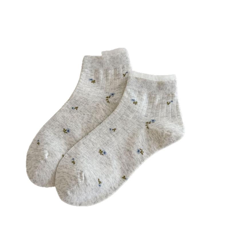 Floral-patterned Socks for Ladies In Spring and Summer, Lightweight, Sweat-absorbent, Breathable Short Tube, Chiffon Top