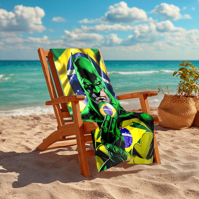 1pc Brazilian Green Hero Cartoon Quick Dry Microfiber Bath Towel for Swimming Surfing Camping Unisex Holiday. SJT72017