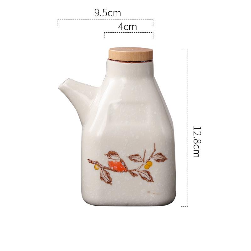 350ML Japanese Style Ceramic Oil Olive Dispenser Soy Sauce Pot Small Vinegar Pot Sauce Jar Oil Bottle Tableware Seasoning Bottle