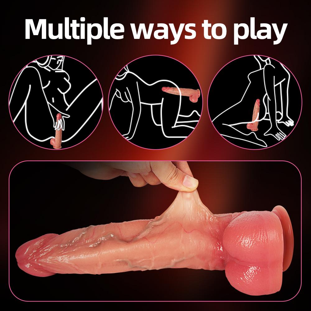 Velké realistické dildo pro ženy začátečnice Posuvná kůže předkožka Anální pochva Bodová stimulace G Umělý penis sexuální hračka masturbátor