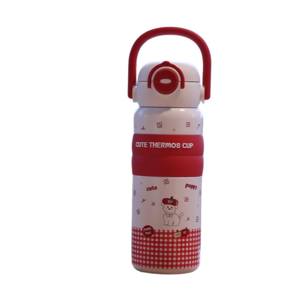 Water bottle111 stainless steel thermos cup large capacity 1D printing female student straw cup hot and cold cartoon carrying water cup