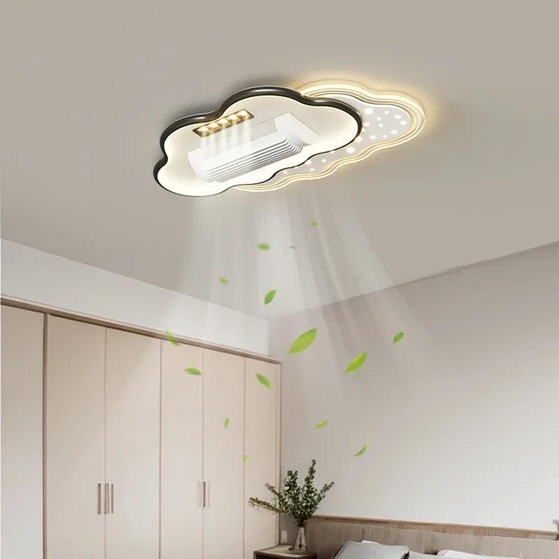 Square Round Leaf Less Fan Light Full Spectrum LED Bright Eye Protection Ceiling Light 180 Degree Blowing Cool and Silent