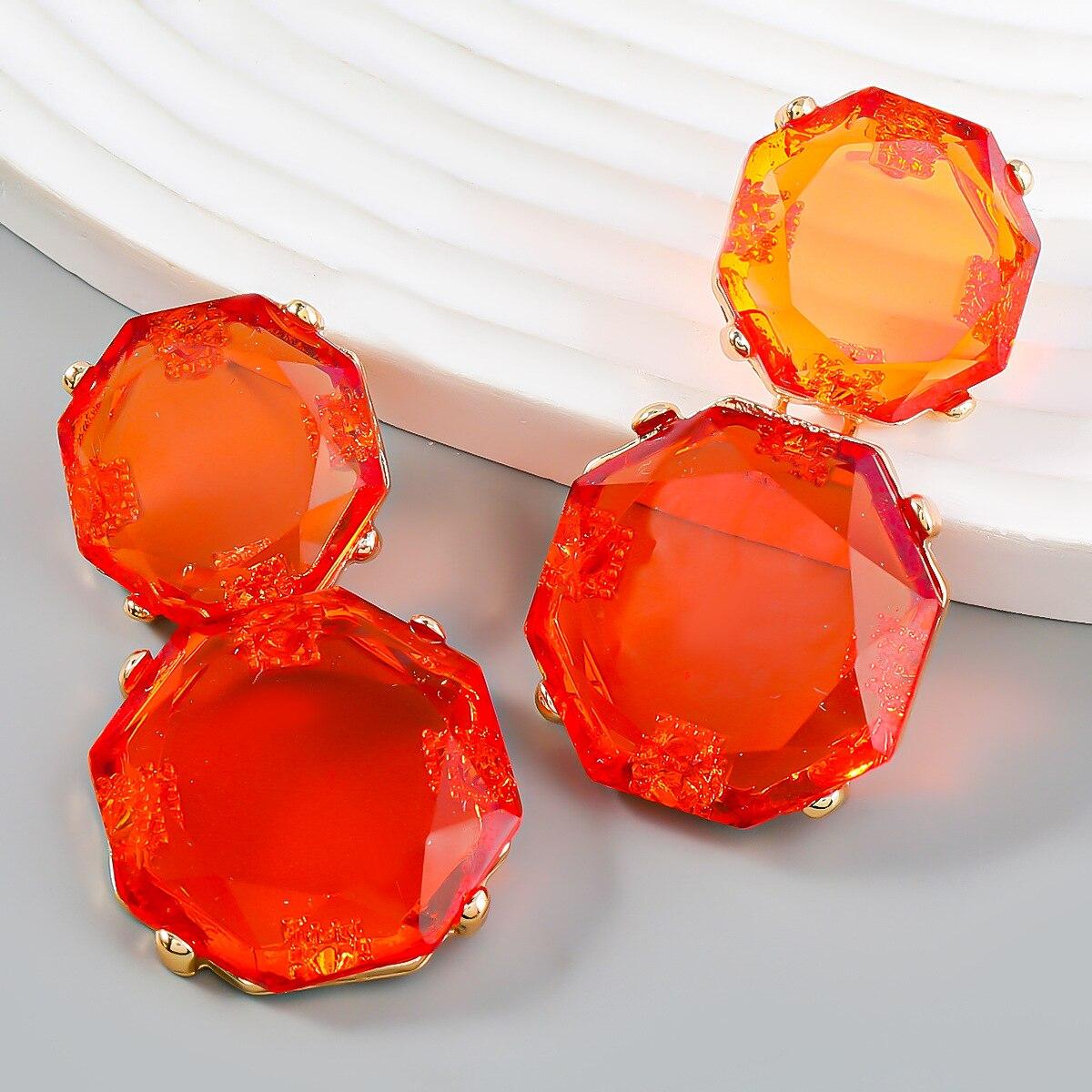 

Pinkdudu Ретро Рисунок 8 Многоугольные многоцветные серьги-капли из смолы Простые геометрические серьги из сплава для женщин Ювелирные изделия Подарки PD944 Orange оранжевый