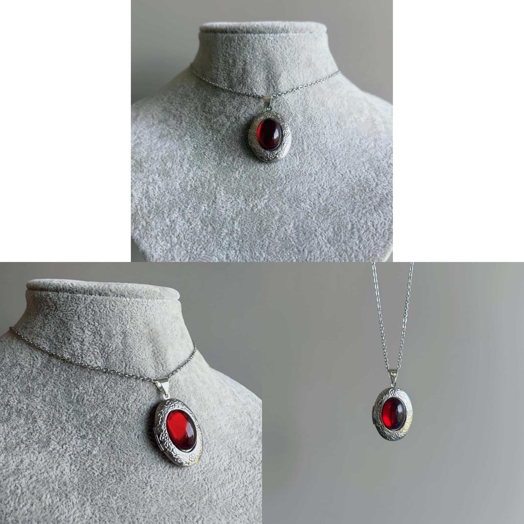 Victorian Style Ruby Crystal Pendant Necklace For Women With Gothic Design