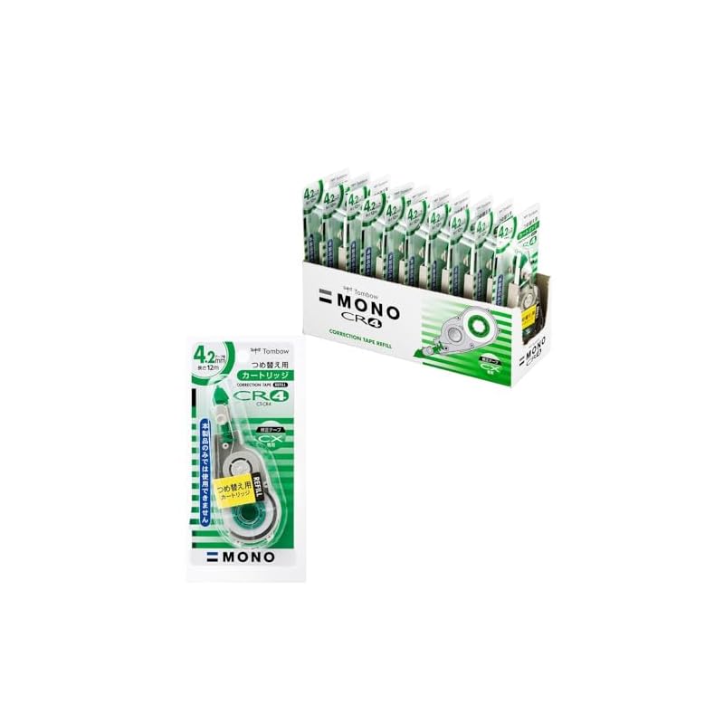 Tombow Correction Tape MONO CX Replacement Cartridge 4.2mm (Refill for CT-CX4) 10-Pack CT-CR4-10P