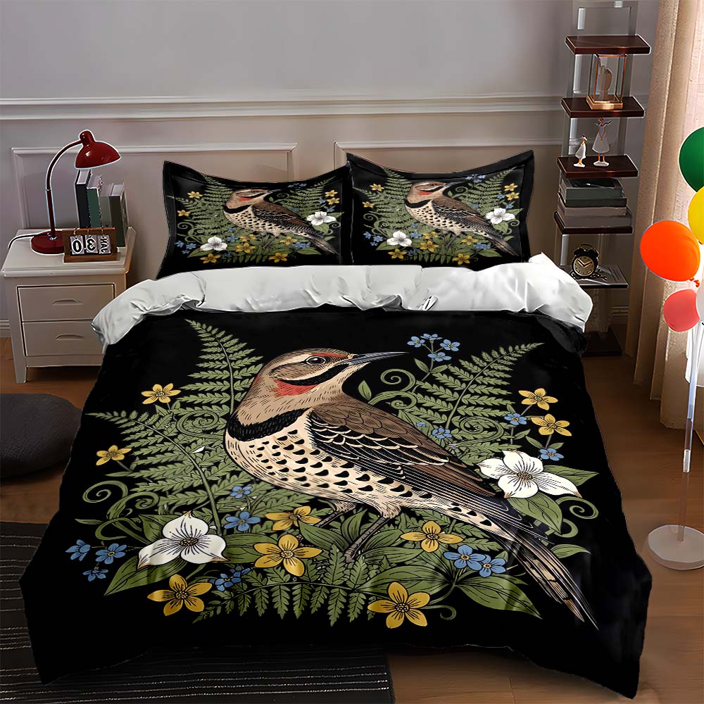

Birds, flowers, foliage. Bedding Duvet cover sets Duvet covers Pillowcases gifts (1 * Duvet Cover 2 * Pillowcases, without duvet insert) 135x200cm