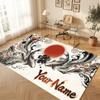 Koi Fish Theme Soft Crystal Velvet Rug Custom Name & Text Print Non Slip Floor Rug for Bedroom Living Room