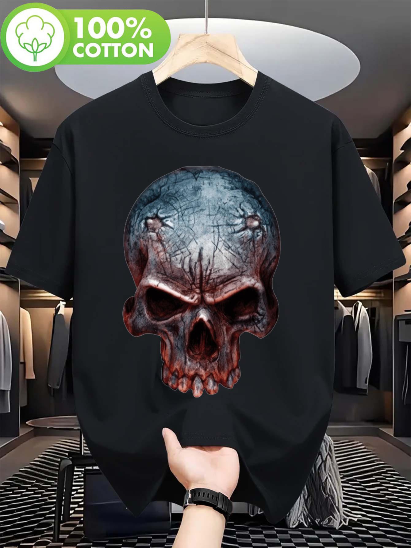 Full Face Skull Graphic Tshirt - 100% Cotton Breathable R... S