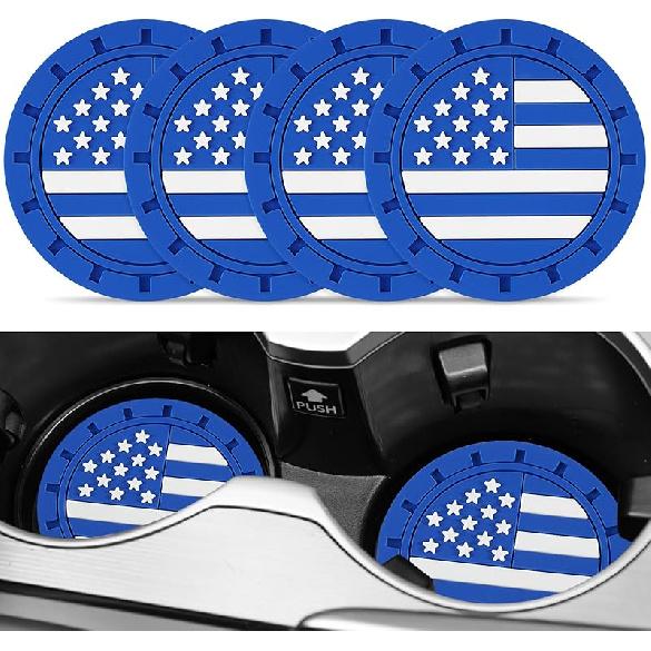 JUSTTOP Car Cup Holder Coaster,American Flag Non-Slip Ert Car Cup Coaster,Car Accessories Interior For Women And Man,4 Pack Black