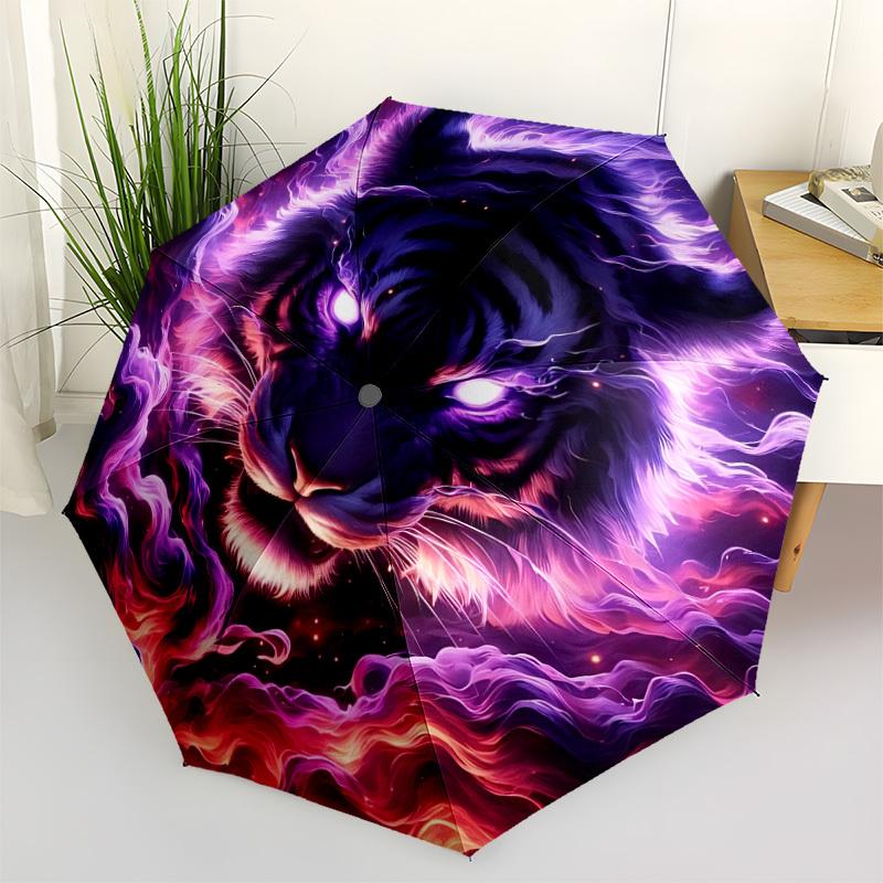 

1pc Tiger Spirit Automatic Open/Close Umbrella - Portable Collapsible Umbrella with 8-Rib Stability, Fashion Lovers yy251017155