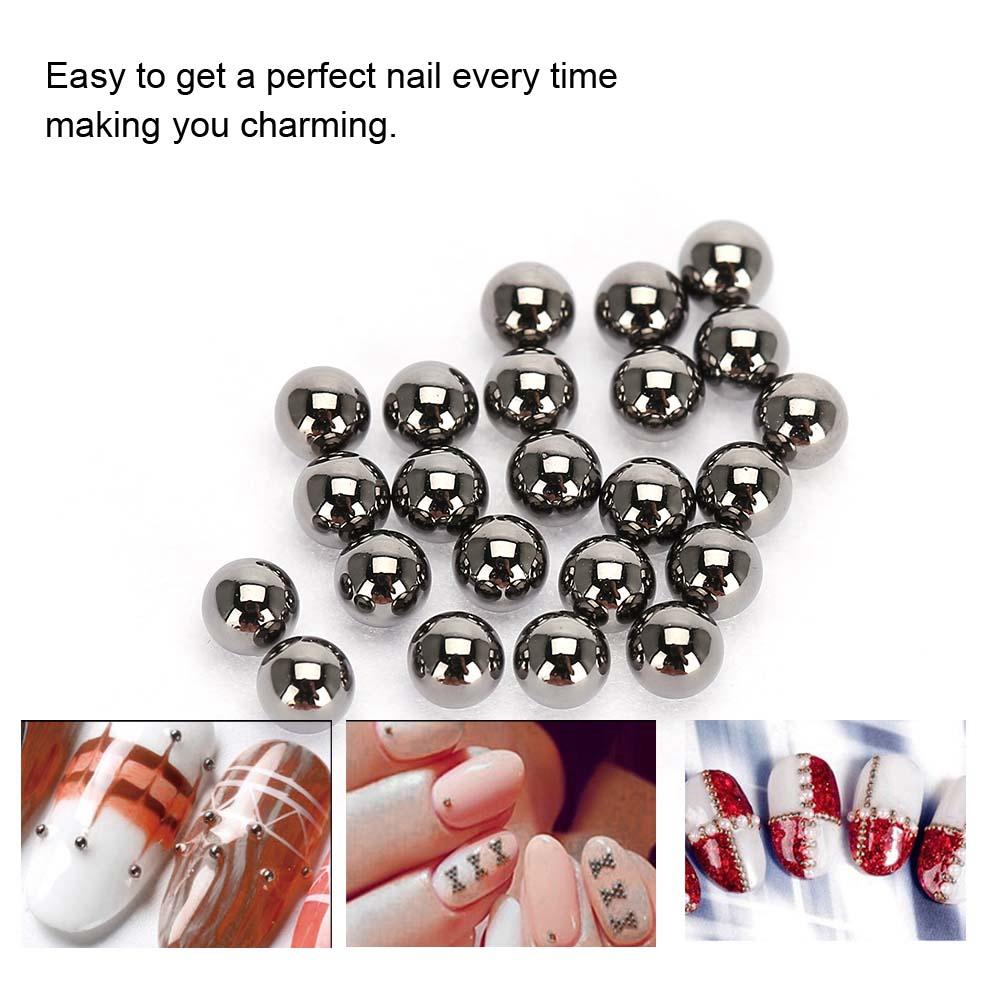 4 Colors Nail Art Decorations 0.5mm 3.0mm Steel Ball Manicure Accessories Black